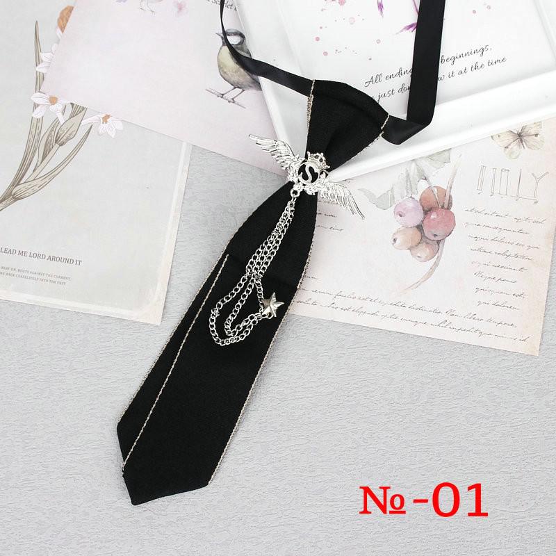 

Hand Made Black Ribbon Tie Crystal Rhinestone Jewelry Men Shirts New Girl Boys Collar Neck Ties School Uniform Women Necktie
