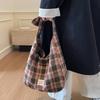 Vintage Plaid Handbag Lightweight Large Capacity Commuter Shoulder Bag