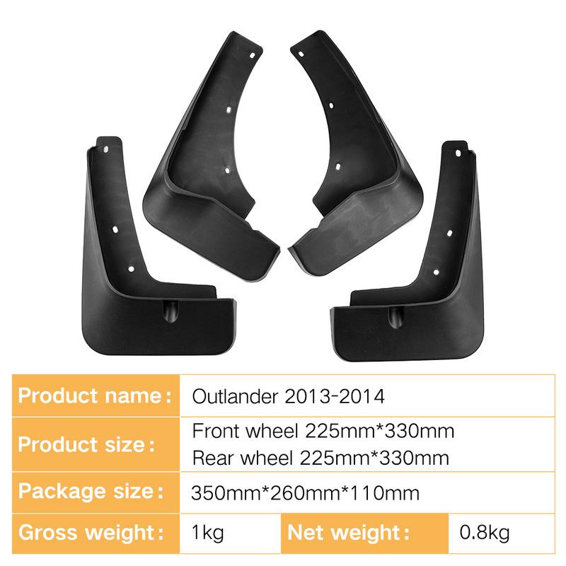 For Mitsubishi Outlander 2013-2014 Automotive Tire Mudguard Waterproof Prevent Mud Splashing Car Mud Flaps 4pcs Accessories