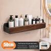 Walnut Corner Bathroom Shelf for Cosmetics, No-Drill Triangle Stand.