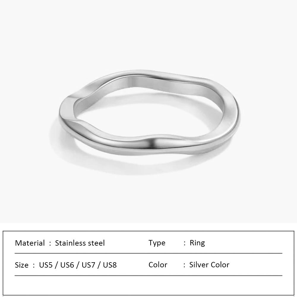 Waterproof Stainless Steel Ring for Women Non-fading Heart Ring Stylish Metal Rings Simple New Jewelry