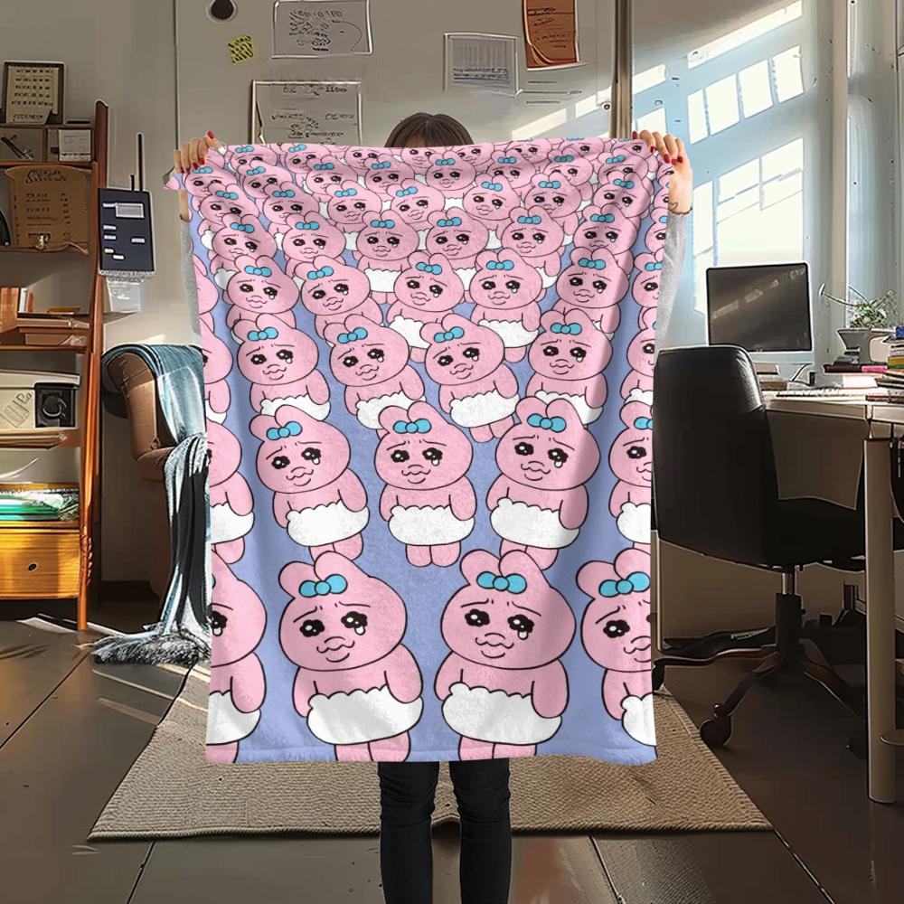 1PC Opanchu Usagi Print Flannel Blanket, High quality Comfortable for All Seasons, Home Decor, Warmth and Comfort, Perfect for Christmas Gifts104