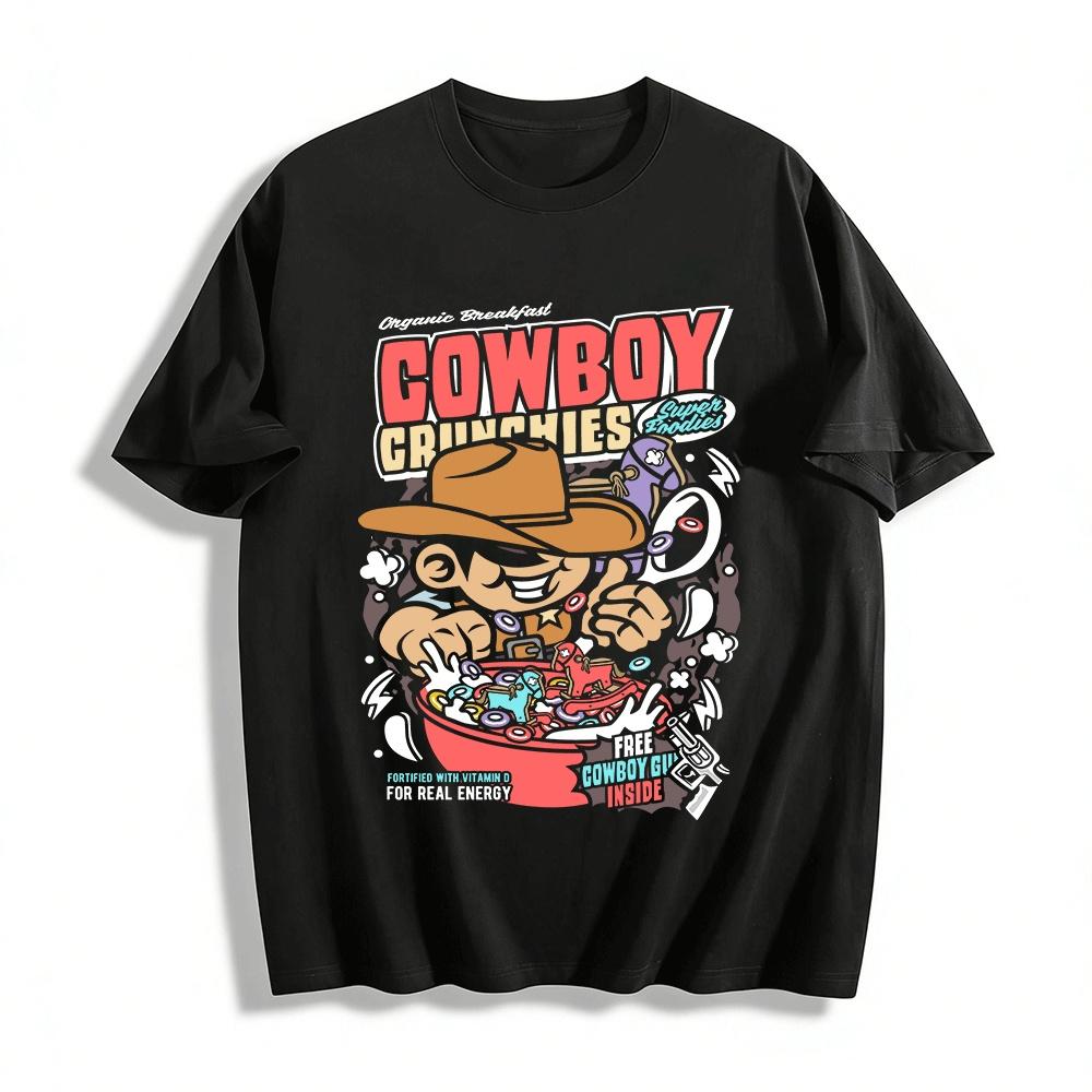 

Cowboy Crunchies Cartoon Print Casual Short Sleeve Top Pure cotton T-shirt XXS