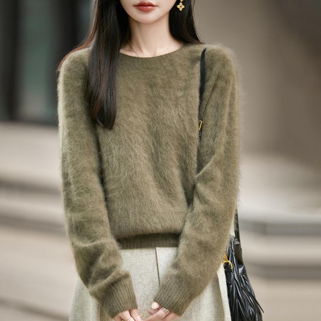 2026 Autumn/Winter Women's Cashmere Wool Long Sleeve Round Neck Knitwear Sweater