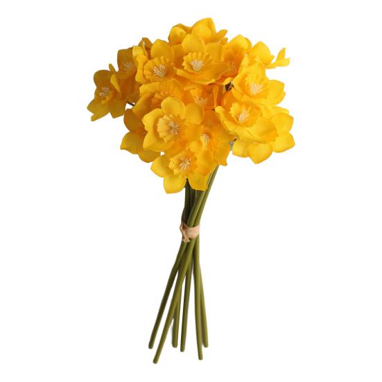6 шт. Искусственные букеты нарциссов Имитация букета нарциссов Декоративная желто-белая цветочная композиция для гостиной столовой прихожей жёлтый