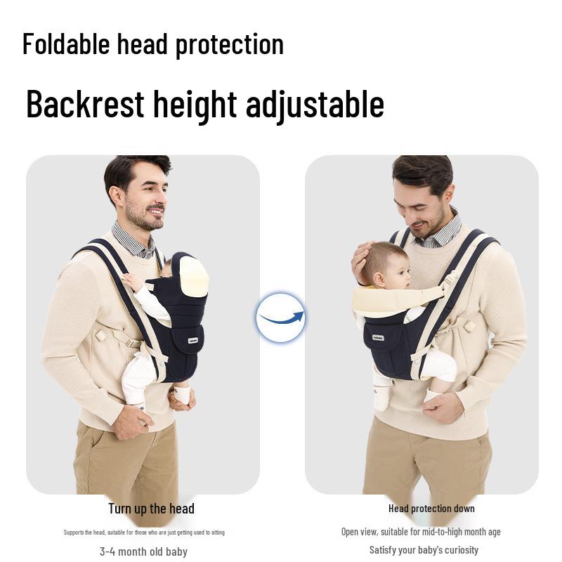 Lightweight 4-Season Baby Carrier with Waist Stool - Multifunctional, Two-Way, Hands-Free Design