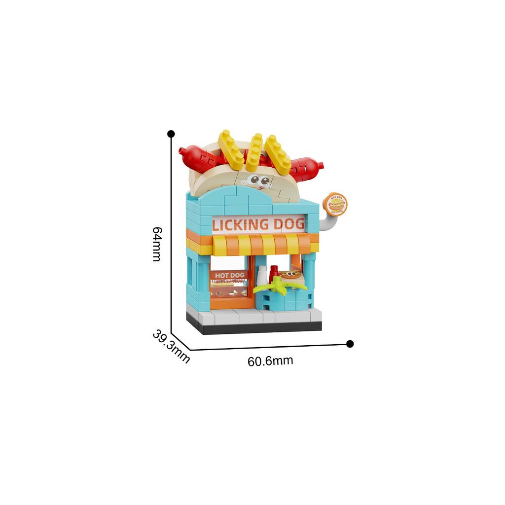 Idea Streetscape Nanobricks City Street View Micro Diamond Block Toy Coffee Burger Ice Cream Cake Juice Shop Building Bricks