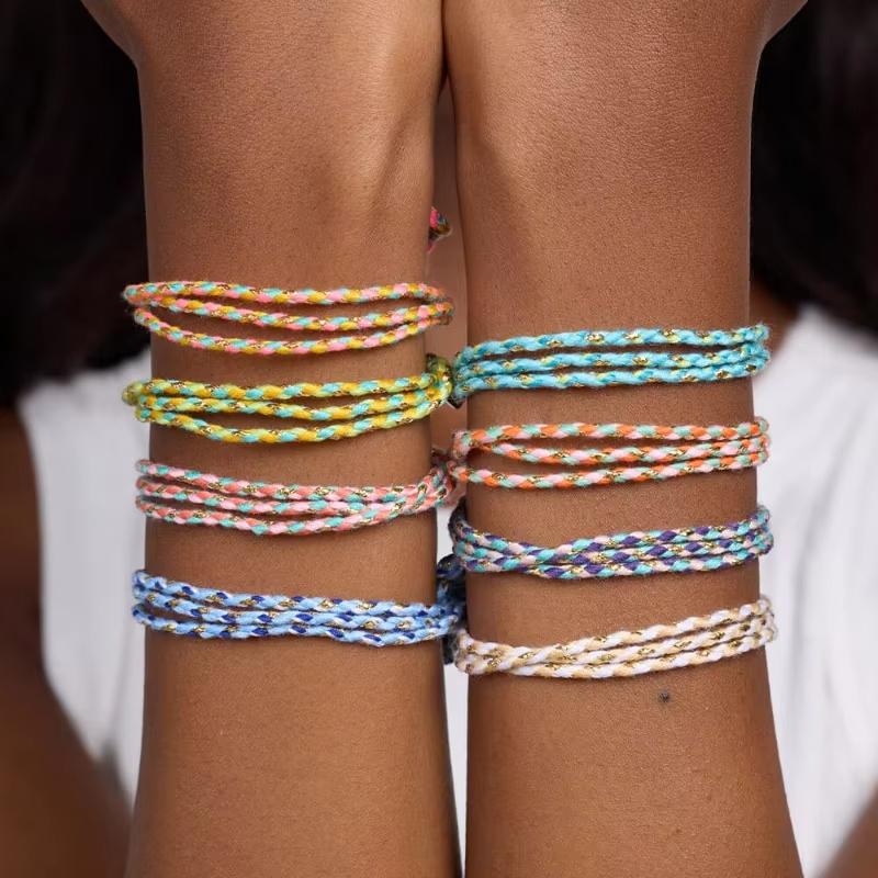 New Design Fashion Stainless Steel 18K Gold Plated Colorful Braided Rope String Bracelet