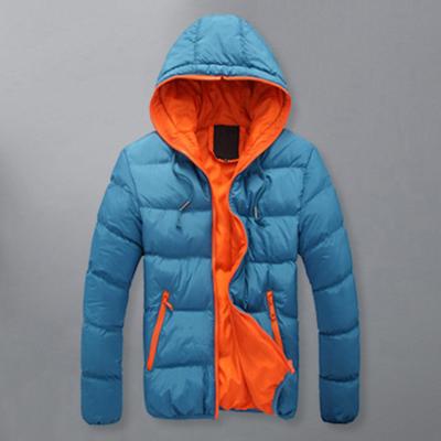 Männer Winter Kontrast Farbe Gepolsterte Jacke Mit Kapuze Kordelzug Langarm Taschen Zipper Knopfleiste Schlanke Verdickte Warme Mantel