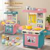 53Pcs Children Play Kitchen Set Pretend Cooking Toys Utensils Assembly Kit for Girls, Random Color