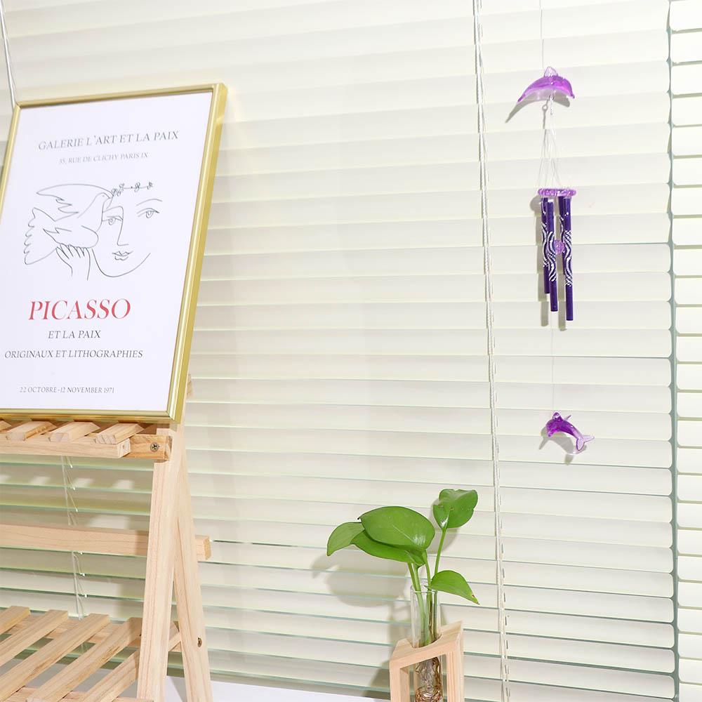 Blessing Gift 3 Colors Crystal Dolphin Home Garden Wind Chime 4 Metal Tubes Bell