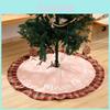 New Christmas Decor Burlap Checkered Edge Tree Skirt With Snowflake Letters For Festive Holiday Charm