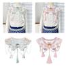 Detachable Faux Collar with Beaded Chain Tassels Vintage Embroidery Butterfly Chinese Yunjian Shawl Shoulder Capelet
