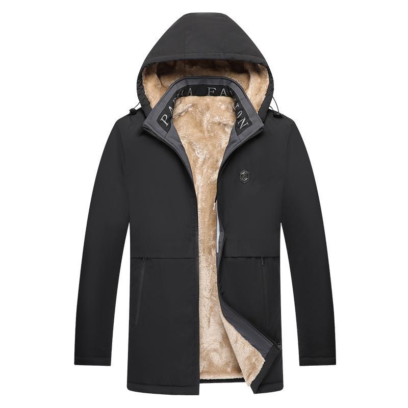 Men's Loose Casual Cotton Jacket Long Hip-Length    Warm Winter Daily Coat