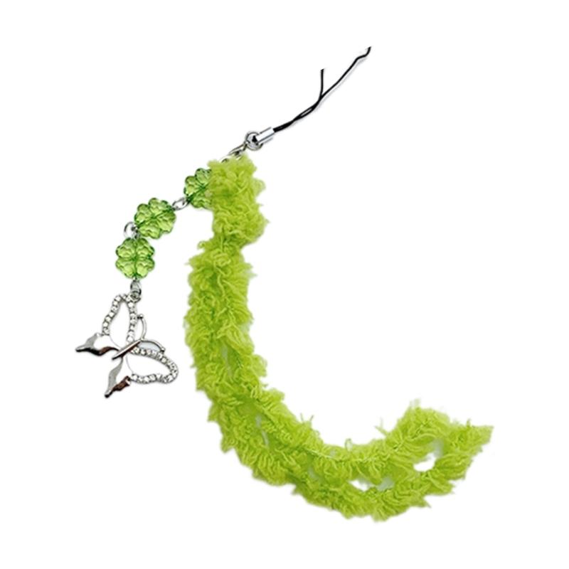 Sweet Heart Butterfly Bead Phone Charm Straps Car Key Hangings Pendants Fashion Bag Decoration Lanyard Purse Accessories