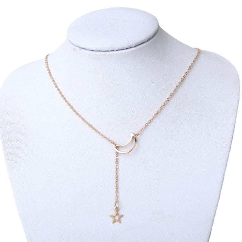 European & American Fashion Moon Star Pendant Clavicle Necklace