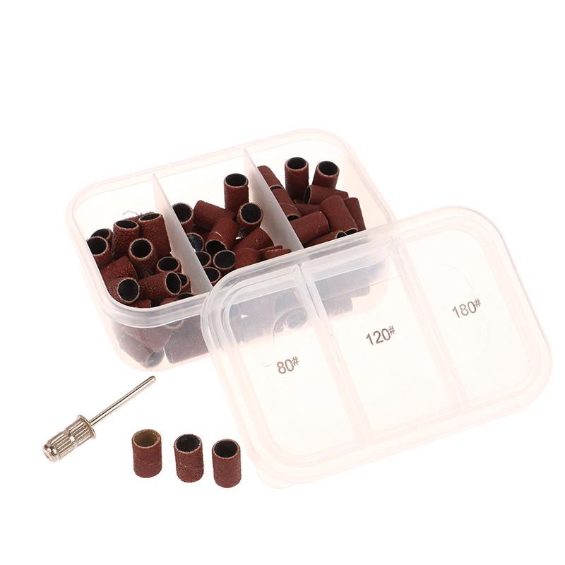 75/210Pcs/Box Sanding Cap Bands For Electric Manicure Machine 180/120/80 Grit Nail Drill Grinding Bit Files Pedicure Tool Set