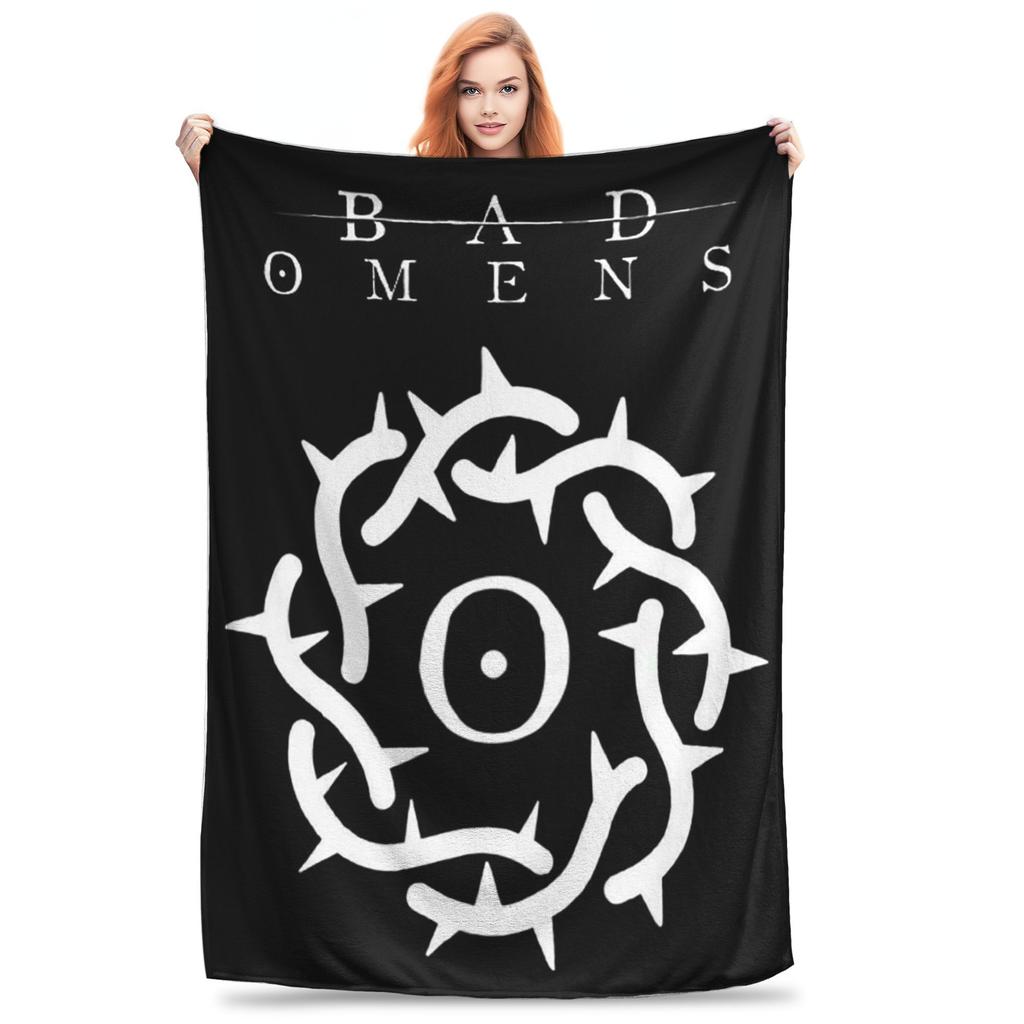 Bad Omens Logo Metalcore Merchandise Black Metal Blanket Flannel Sofa Throw Blanket for Couch Bedding Travel Throws Bedspread