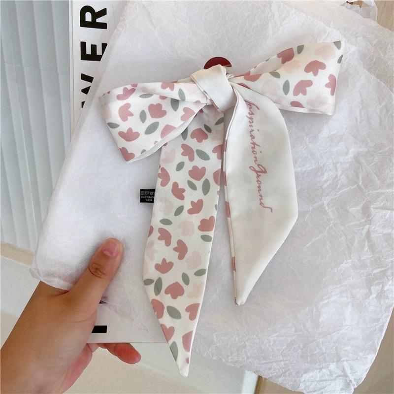 Silk Scarf Headband French Braided Hair Ribbon Versatile Ponytail Streamer Headgear Bag Decoration