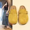 Wear Boken inner pedal retro outer drag women's summer half-care shoes to increase the height of Birken shoes bag head semi-new lazy sandals