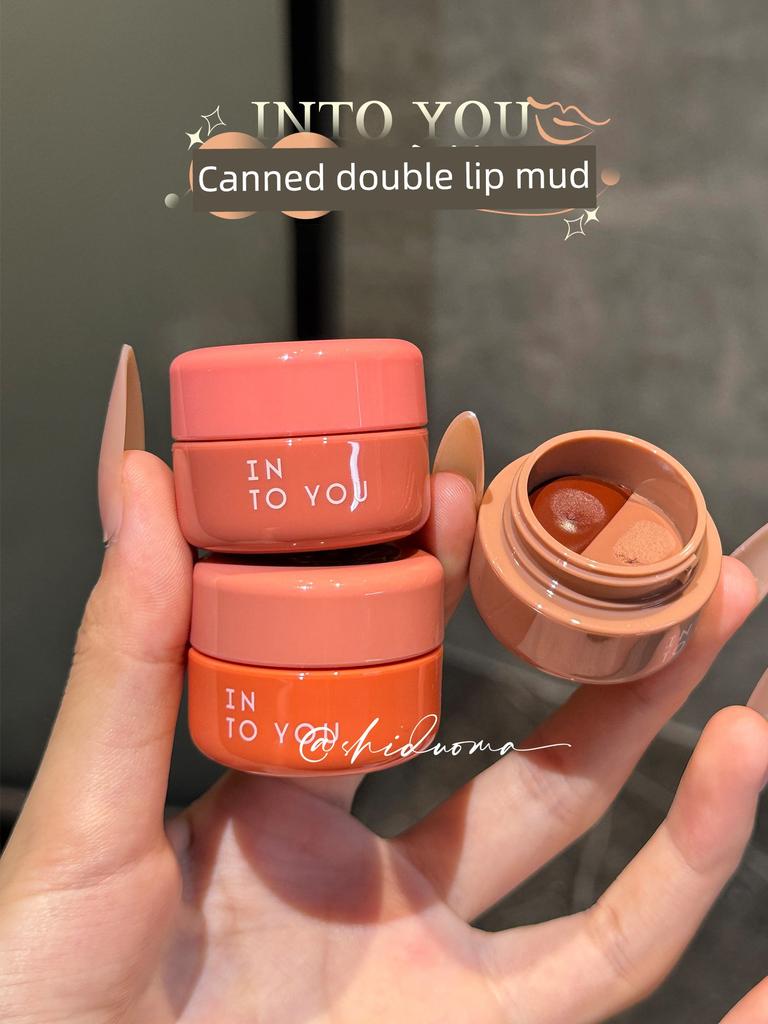 Subtle and Gentle Vibe! into You Canned Dual-Color Lip Mud Matte Lip Glaze Lipstick Blush Lip Gloss 5g