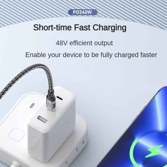 

Yousheng Data Line 40Gbps High-speed 8K 60Hz HD-compatible 240W Dual Type-C Head Anti-interference Data Cord Mobile Phone Accessories 1M