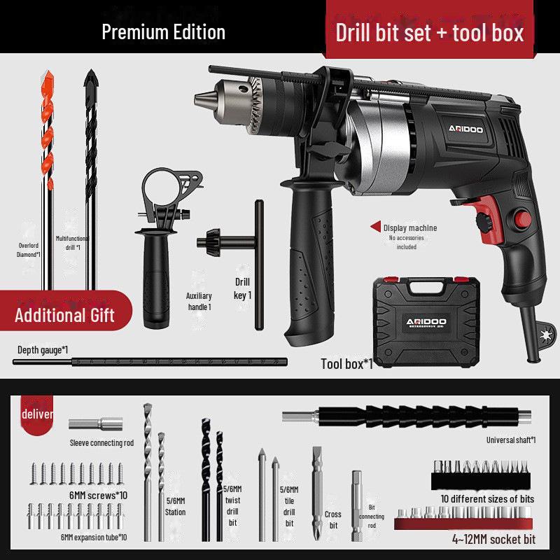 High-Power Dual-Function Electric Drill & Hammer for Household Use