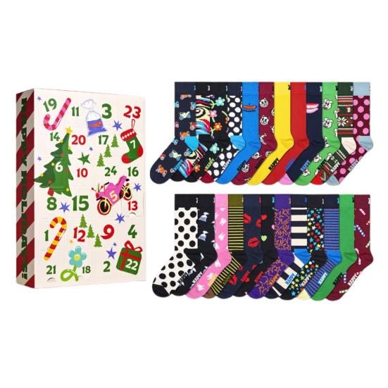 

Носочный Адвент-календарь для взрослых мужчин женщин 24 пары рождественских носков средней длины набор 24 дня обратный отсчет до Рождества подарочная коробка Sets