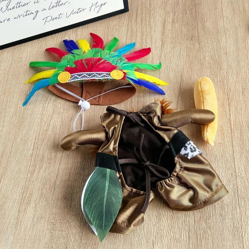 Halloween Dogs Costume American Indian Outfit Pet Costume Cats Dogs Cosplay Costume Set Pet Wear