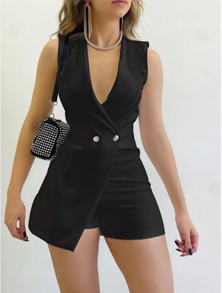 European & American Women's Sleeveless Slim Office Jumpsuit - Spring/Summer Fashion