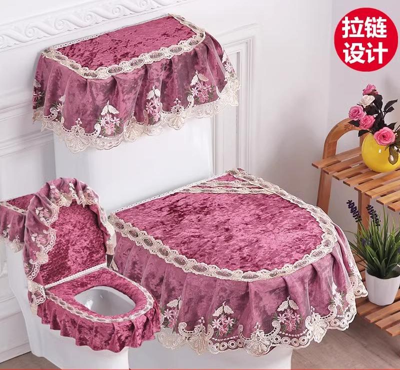 3 buc/set capac pentru scaun de toaletă capac pentru rezervor de apă pentru toaletă huse de praf pernă detașabilă pentru toaletă pânză