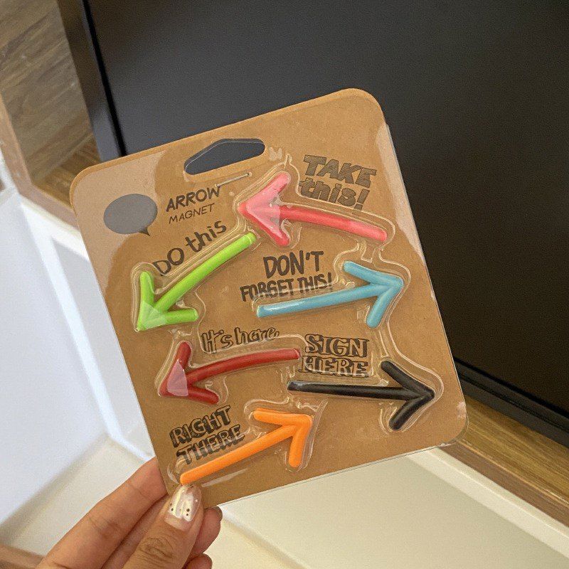 6 Pack Creative Cute Funny Arrow Shape Fridge Magnet Stickers Refrigerator Decoration Gift Arrow Whiteboard Message Home Decor