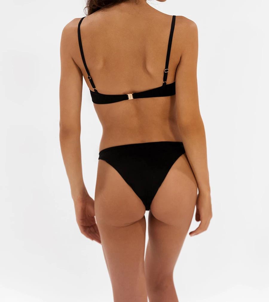 New European & American Style Strapless Bikini - Women's Black Circle Swimsuit