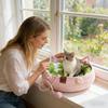 Cat Bed Cute Soft With Cushion Bed Cat Nest Set For Kitten Puppy Indoor Home Sleeping Play Enrichment Interaction Calming All