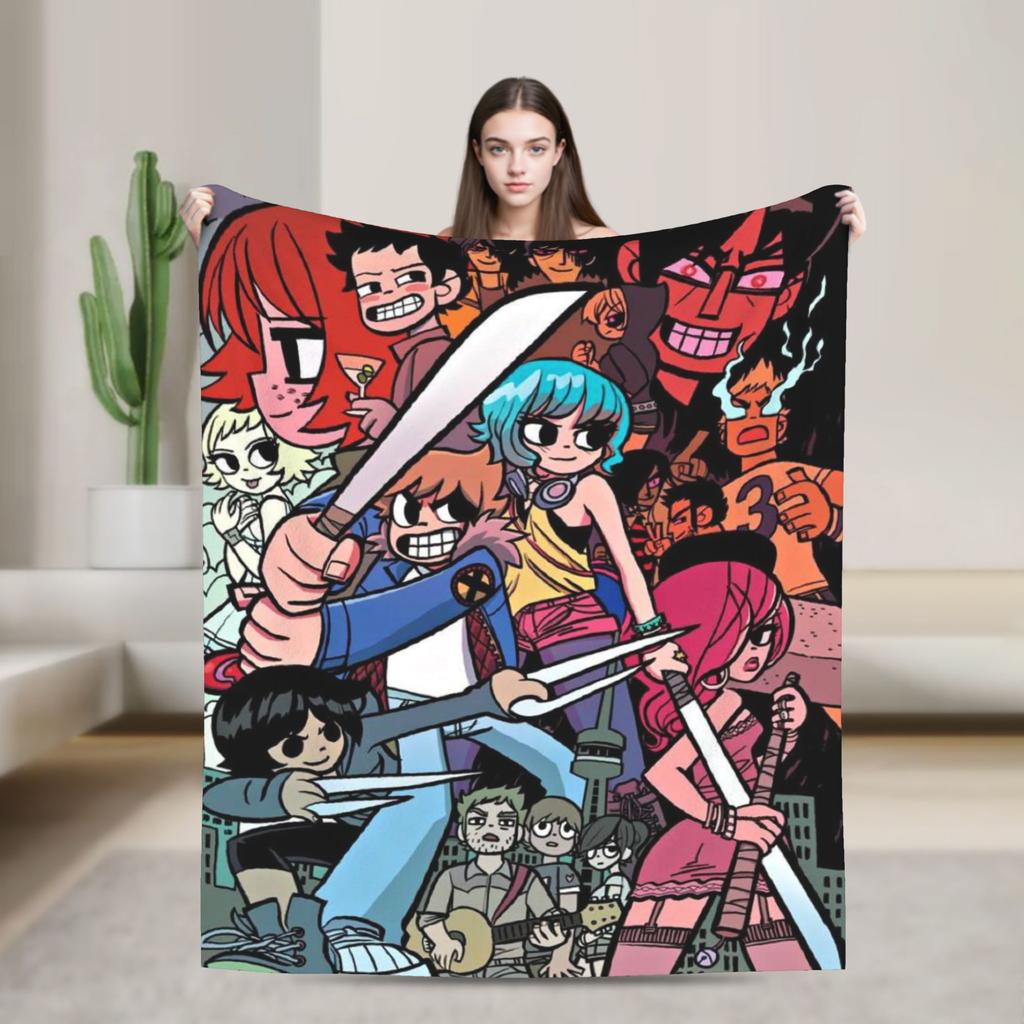 Indie Film Character Scott Pilgrim Blankets Soft Plush Throw Blanket For Home Decor Airplane Travel Flannel Bedspread Bed Cover
