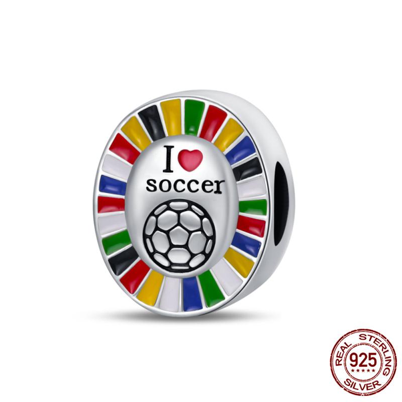 Compatible With Authentic Original Bracelets and 3MM Bracelets Do It Yourself European Football Charm Bead Components 100% Copper Metal High Quality