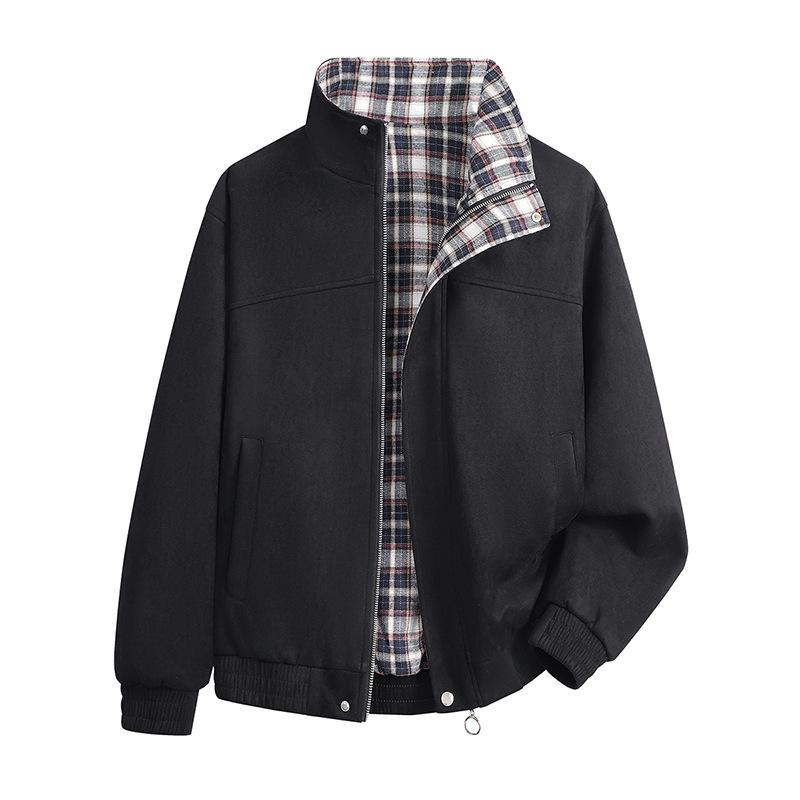 Men's Autumn and Winter Suede Double-sided Checkered American Retro Jacket Versatile Jacket