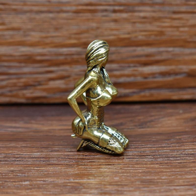 Brass Sexy Girl Figurines Bikini Beauty Statue Yoga Beautiful Woman Ornament Home Decor Model Collectible Gifts for Man Brothers