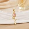 Elegant Pink Rose Necklace for Women Light Luxury Zircon Flower Pendant High-End Jewelry Valentine's Day Gift for Girlfriend