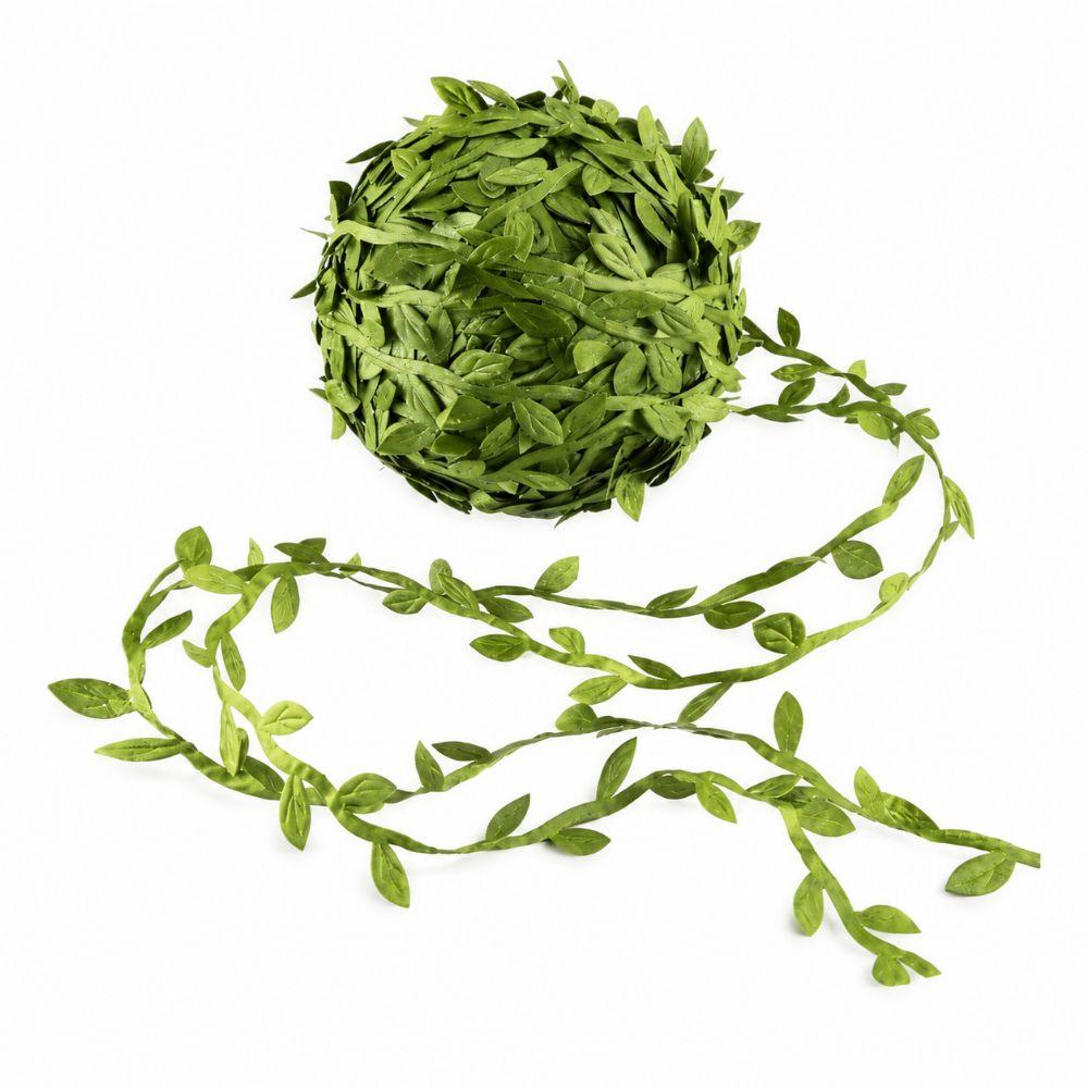 100m per roll Artificial Leaf Ribbon Polyester Green Foliage Ribbon Fake Leaf Trim Wreath making