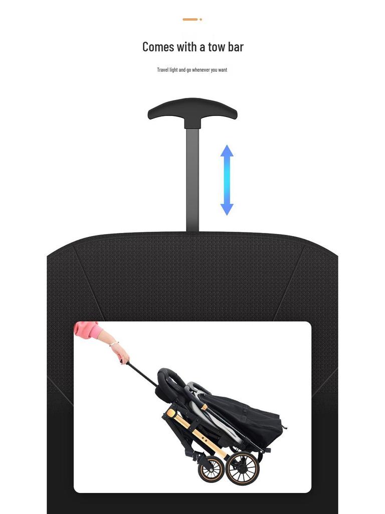 Lightweight Baby Stroller: Sit and Lie, One-Key Fold, Four-Wheel Shock Absorption, Outdoor Umbrella Car.