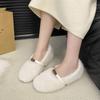 2025 Autumn and Winter New Round Head Shallow Mouth Single Shoes Wear Plush Mary Jane Shoes with Plush To Keep Warm Evening Wind Fluffy Shoes