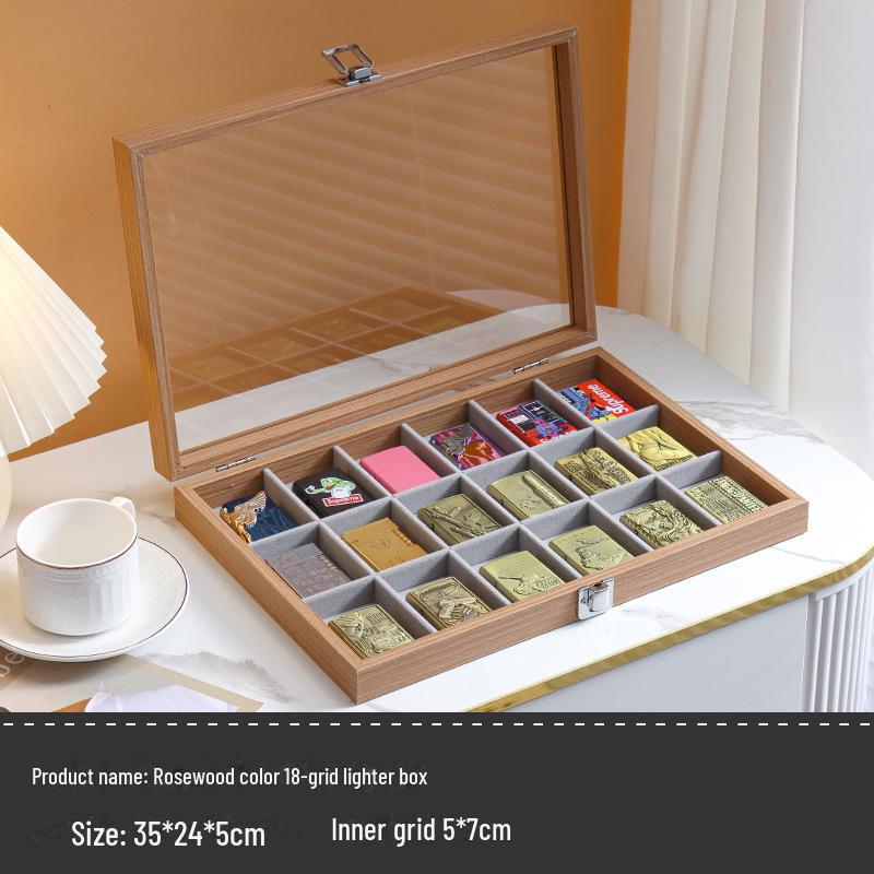 Windproof Lighter Display & Storage Box, Transparent Dustproof Cover, Large Capacity