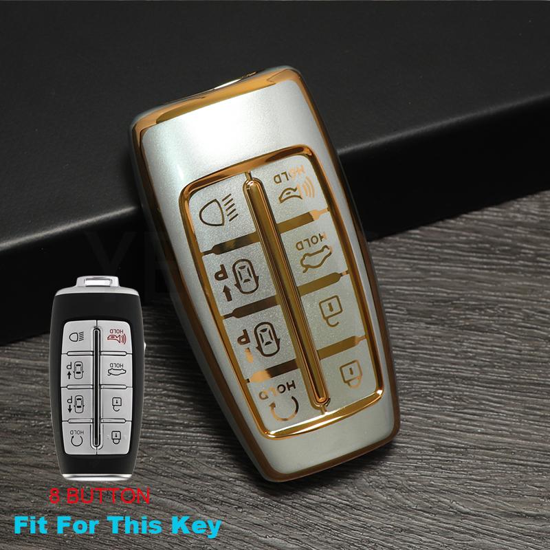 Quicksand TPU Car For Hyundai Genesis GV70 GV80 GV90 2020 2021 2022 Key Case Cover Shell Fob Holder Ring Protector Keychain