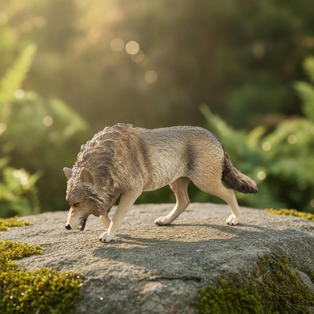 Standing Wolf Animal Model Sturdy for Imaginative Play, Kids