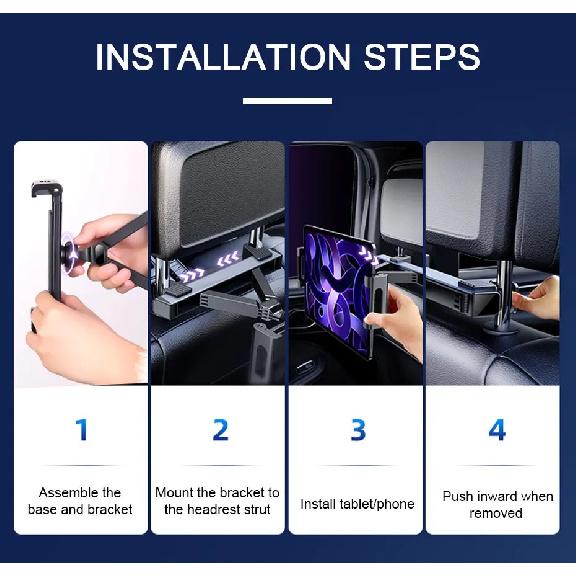 SEAMETAL Upgraded Car Headrest Phone Holder Telescopic Anti Shake Auto Table Holder Smartphone Mount for 4-12.9 Inch iPad iPhone