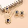 High-Quality Synthetic Zircon Sunflower Series Earrings Necklace Pendant Ring Bridal Wedding Fashion Jewelry Set