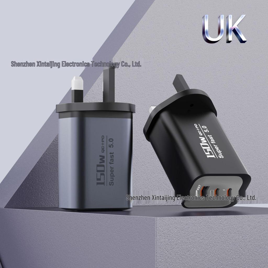 150W Multi-Port Fast Charger with 1 USB-A + 2 USB-C PD Ports - Compact Travel Adapter