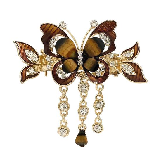 1/2 st Fjärilsformad Hårklämma med Tofskedja Anti-halk Glittrande Strass Hårklo Hårstylingverktyg Håraccessoar