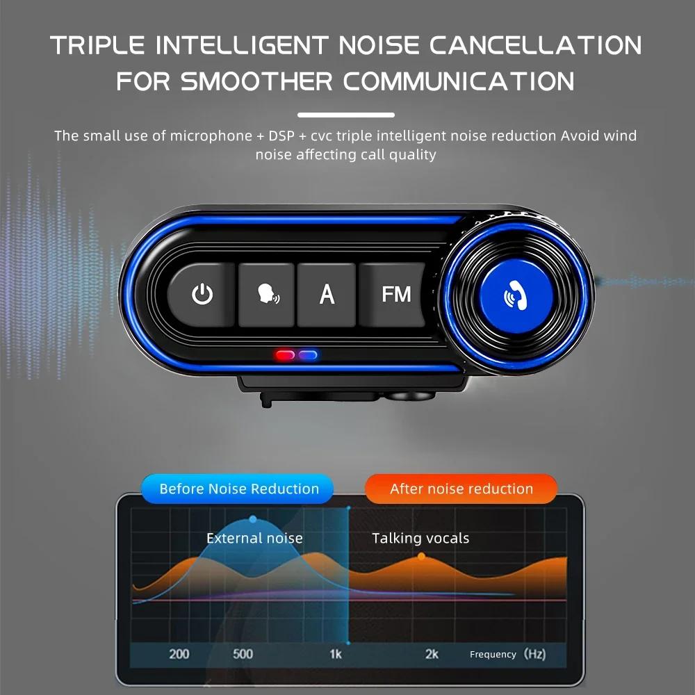 BT36 Motorcycle Helmet Headset BT 5.3 Wireless Headphone Handsfree Stereo Earphone Speaker Noise Reduction With Radio FM